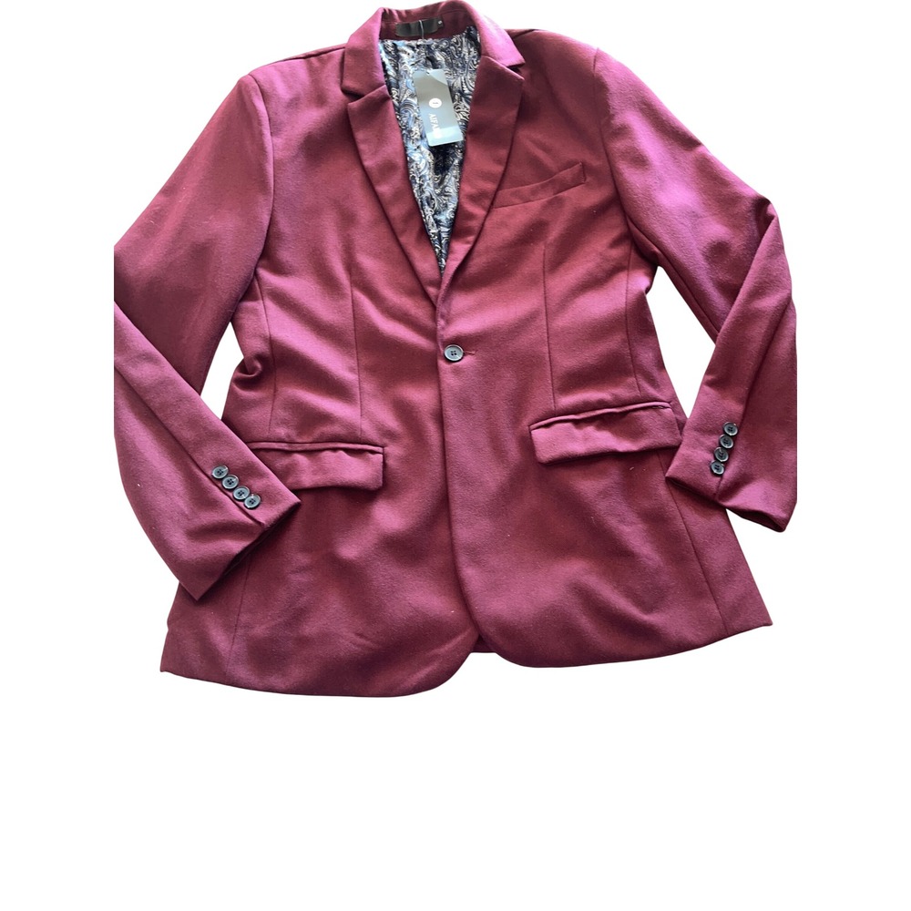 AIFARLD Men Burgundy Blazer Sport Coat Paisley Lining Wine Red Size S NEW